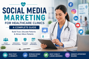 Healthcare professionals using social media marketing to educate patients, build trust, and grow a healthcare clinic online